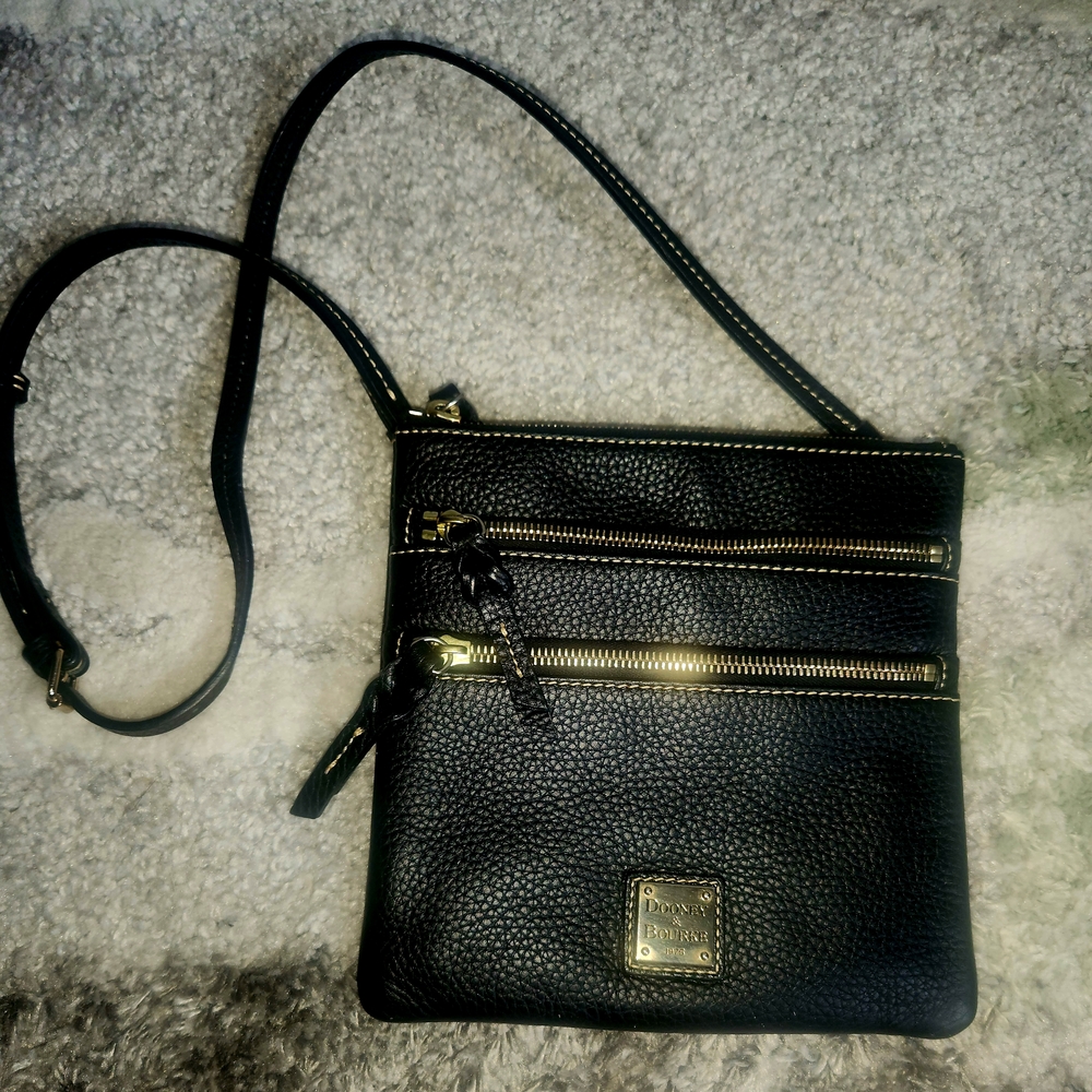 DOONEY & BURKE Black Crossbody Bag with Gold Accents